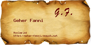 Geher Fanni névjegykártya